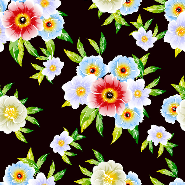 vector illustration of bright flowers pattern background - ベクター画像