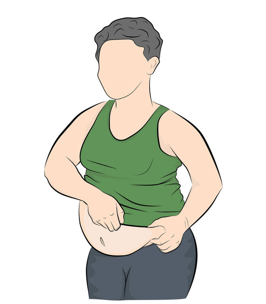 abdomen,adult,asian,background,belly,big,body,cartoon,caucasian,character,diet,disease,eat,exercise,fat,fatty,figure,fitness,food,full,guy,hand,health,healthy,human,illustration,isolated,large,lifestyle,loss,male,man,nutrition,obese,obesity,one,overw - Vector, Image