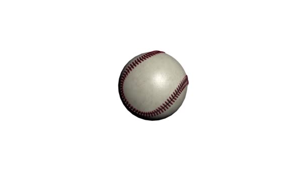 写実的な野球は、白い背景を回転させます。アルファ チャネルが含まれています。シームレスなループ - 映像、動画