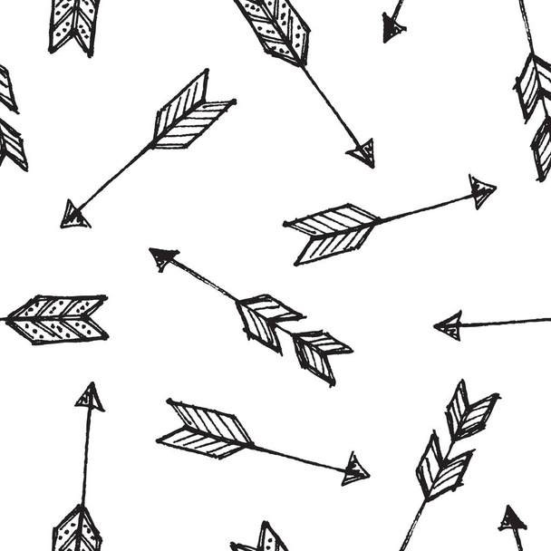 hand drawing messy black arrows on a white background seamless pattern - Fotografie, Obrázek
