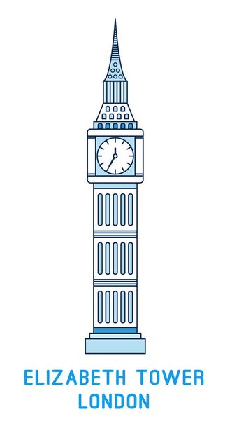 Viivataide Elizabeth Tower, Big Ben, Lontoon symboli, Englanti
 - Vektori, kuva