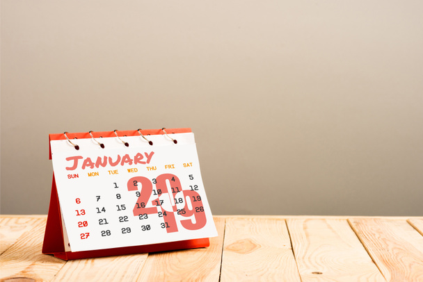 calendar with January 2019 lettering isolated on beige with copy space - Foto, afbeelding