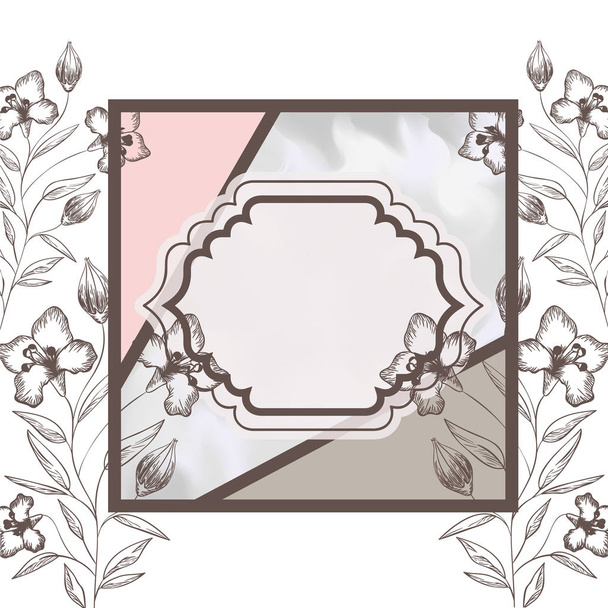 victorian with frame and flowers isolated icon - Vektori, kuva