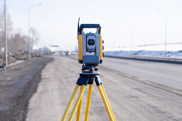Russia Kemerovo 2019-03-15. Land surveyor equipment. Robotic tot - Photo, Image