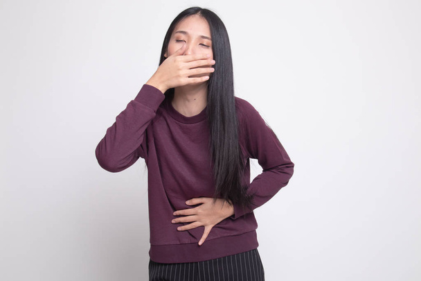 Young Asian woman got stomachache about to vomit. - Fotoğraf, Görsel