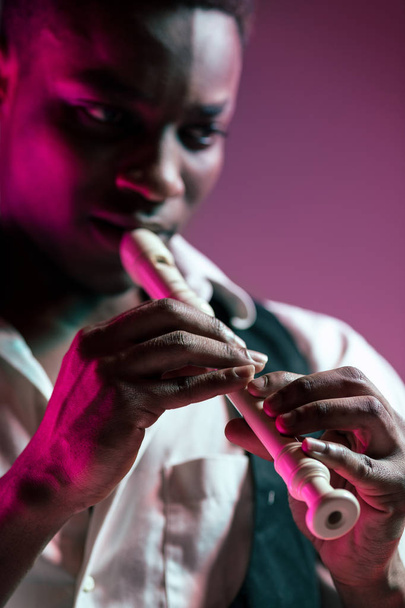 African American jazz musician playing pipe. - Fotó, kép