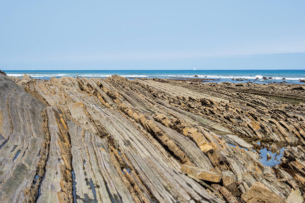 Ο φλύσχης ακτή της Sakoneta, Zumaia - χώρα των Βάσκων, Ισπανία - Φωτογραφία, εικόνα