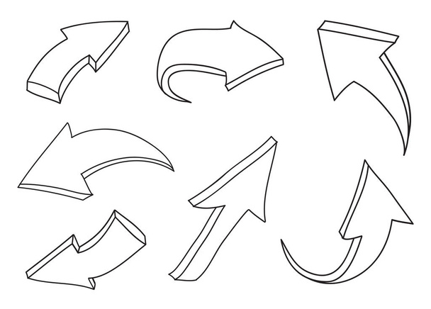 Conjunto vectorial de flechas dibujadas a mano sobre fondo blanco
 - Vector, Imagen