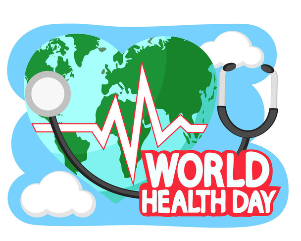 Planet earth in the shape of a heart on a white. World health day. - Vector, Image
