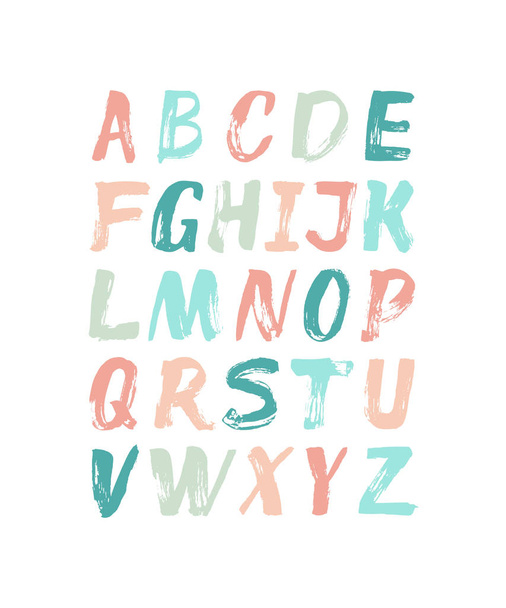 Hand drawn alphabet with brush texture - Vector, afbeelding