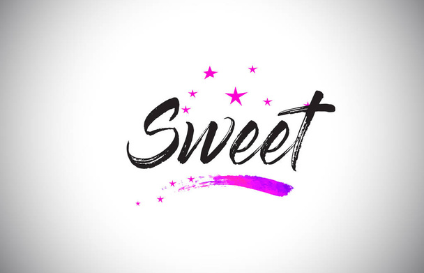 Sweet Handwritten Word Font with Vibrant Violet Purple Stars and - Vector, Imagen