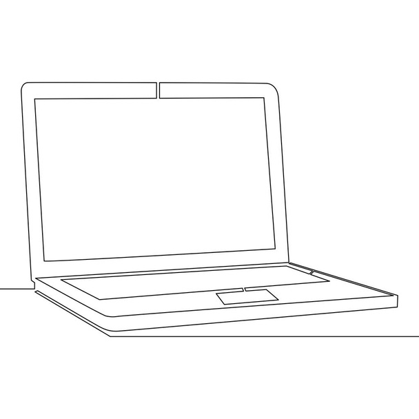 Sürekli bir tek satır Laptop vektör kavramı - Vektör, Görsel