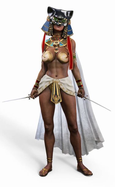 Egyptian female deadly assassin posing on a isolated white background. 3d rendering - Photo, image