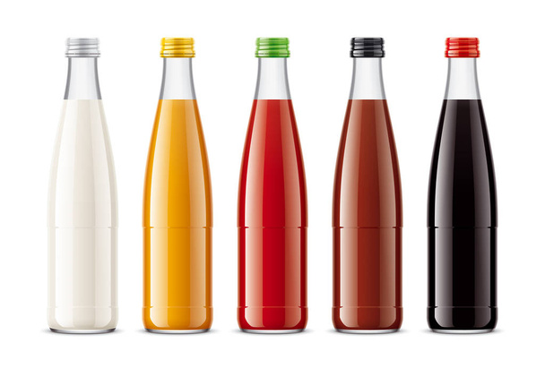 Bottles for juice, dairy drinks and other.  - Photo, Image
