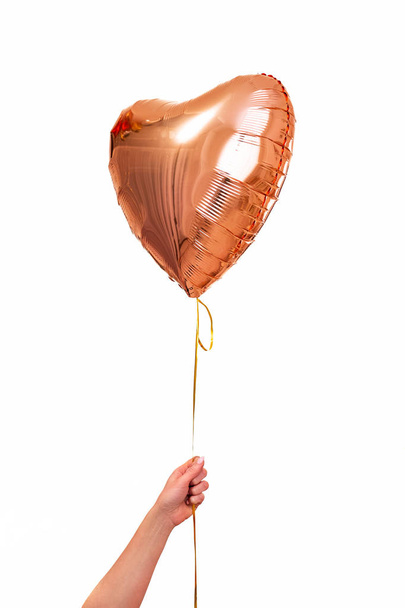 One big pink gold heart ball object for birthday, Valentine's da - Valokuva, kuva