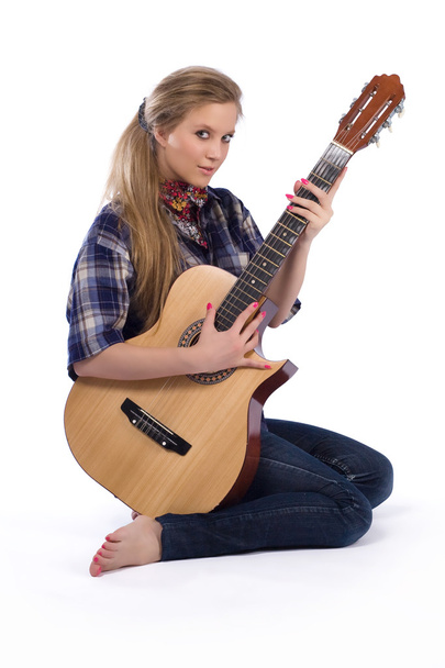 Country-girl with guitar - Zdjęcie, obraz