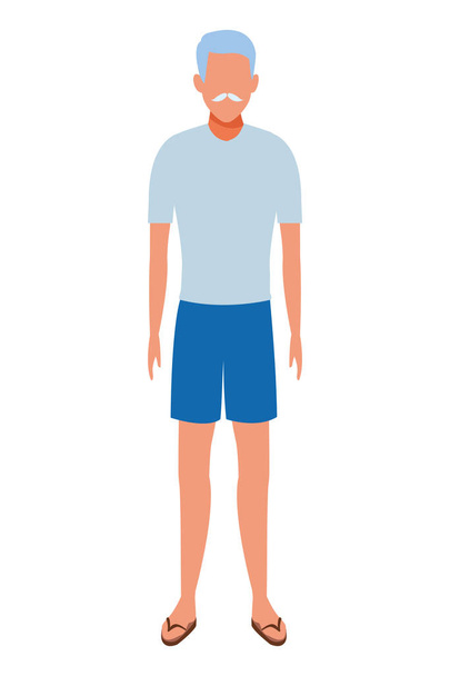 old man wearing summer clothes - Vector, Image