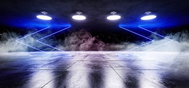 Duman sis Retro futuristik arka plan mavi karanlık boş siyah parlaklık - Fotoğraf, Görsel