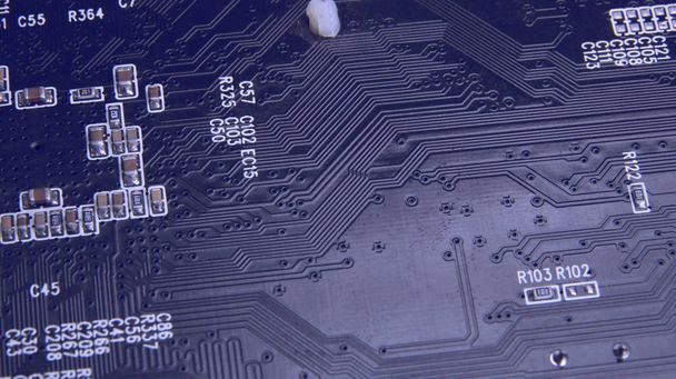 Close up of Electronic Circuits in Technology on Mainboard, system board or mobo. Computer motherboard, electronic components on circuits board, printed electronic board PCB - Photo, Image