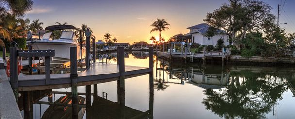 Riverway that leads to the ocean on Marco Island - 写真・画像