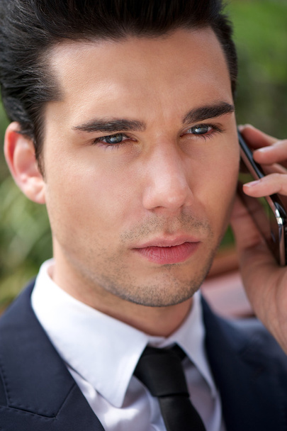 Красивый молодой бизнесмен разговаривает по телефону
 - Фото, изображение