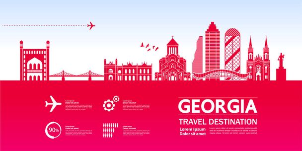 Georgia utazási cél vektoros illusztráció. - Vektor, kép