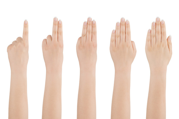 Рука женщины насчитывает от одного до пяти
. - Фото, изображение