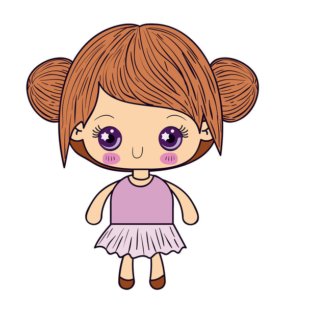 барвистий силует милої маленької дівчинки з зібраним волоссям
 - Вектор, зображення