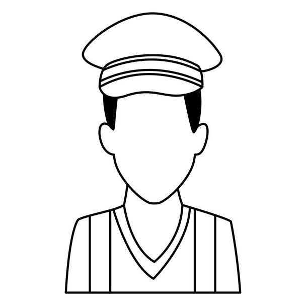 Agente de trânsito profissão avatar em preto e branco
 - Vetor, Imagem