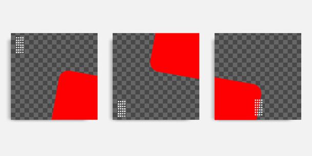 ブラックレッドホワイトのフレームカラーでミニマルなデザインの背景ベクトルイラスト。ソーシャルメディアの投稿、物語、物語、チラシのための編集可能な正方形の抽象的なヴィンテージ、幾何学的なストリップライン形状のバナーテンプレート. - ベクター画像