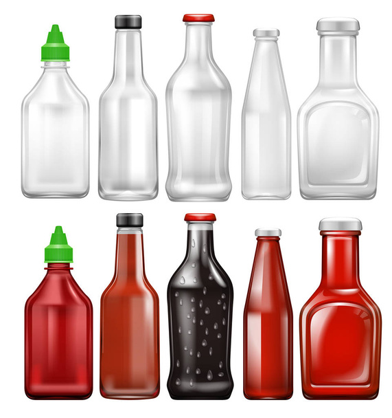 Set of sauce bottle - Vector, Image