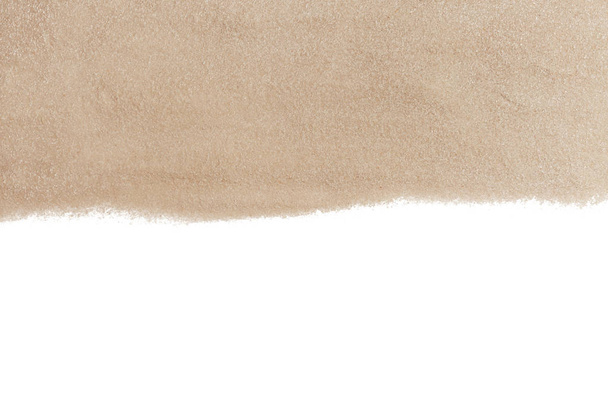 Dry beach sand on white background, top view. Space for text - Φωτογραφία, εικόνα