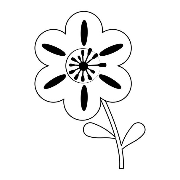 Hermosa flor de dibujos animados aislados en blanco y negro
 - Vector, imagen