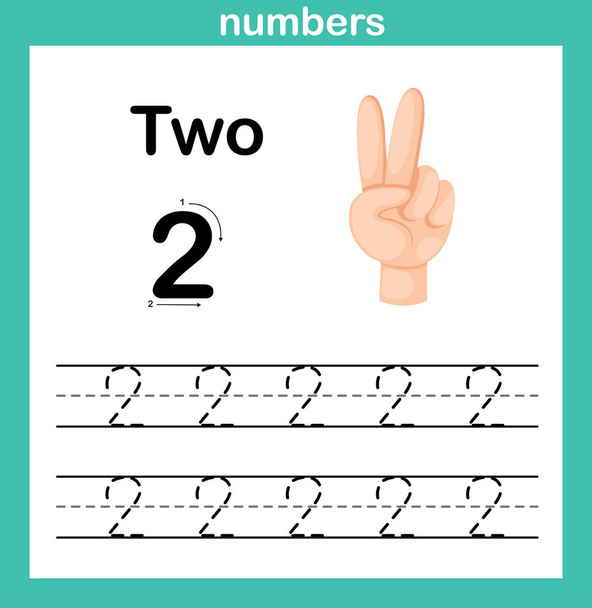 Nombre de mains.finger et nombre, vecteur d'illustration d'exercice de nombre - Vecteur, image