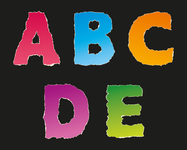 Alfabeto vetorial de pedaços rasgados de papel colorido
 - Vetor, Imagem