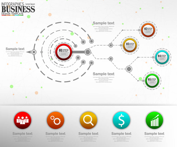 Infographics Business Template concept met 5 opties - Vector, afbeelding