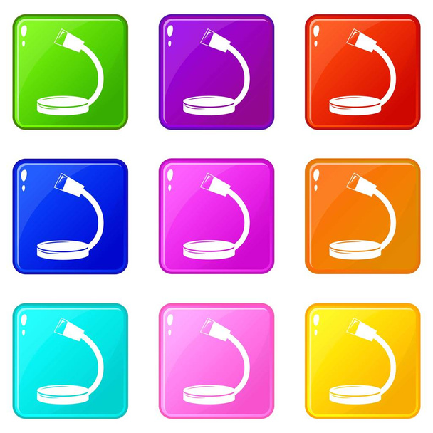 Table microphone icons set 9 color collection - Διάνυσμα, εικόνα