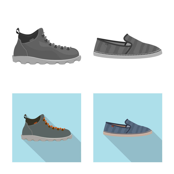 Vector design of shoe and footwear symbol. Set of shoe and foot stock symbol for web. - Vector, Imagen