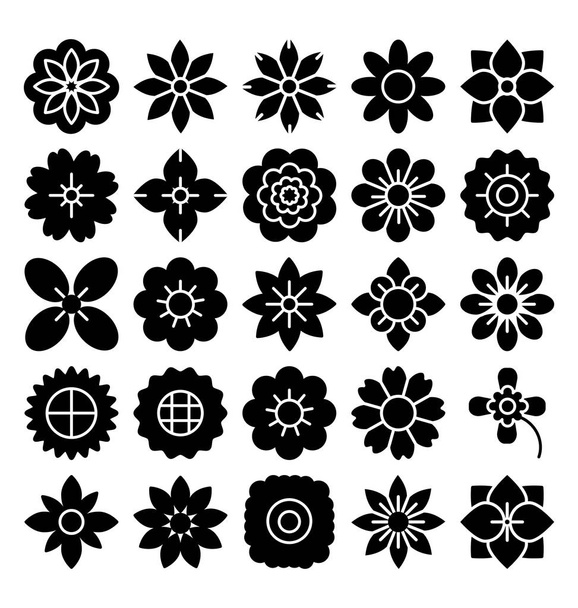 Florals and Flower Vector Icons Set that can be easily modified or edit  - Vector, Image