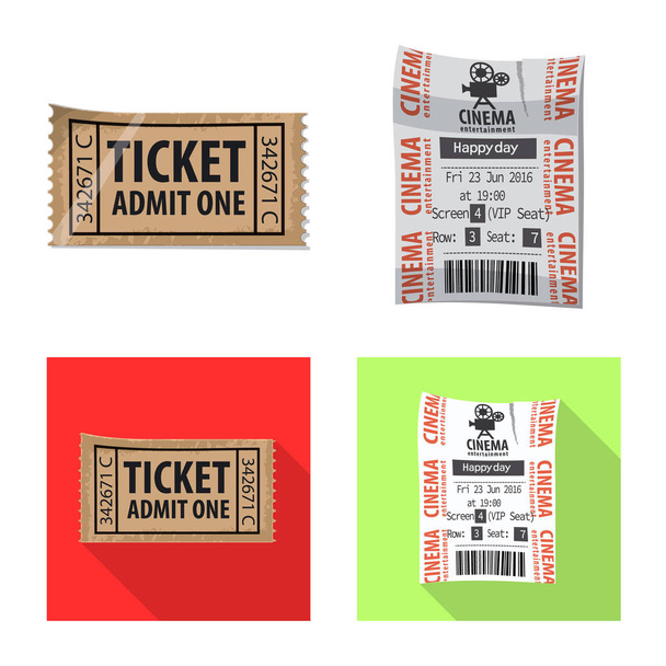 Απομονωμένο αντικείμενο του εισιτηρίου και εισαγωγή λογότυπου. Σύνολο εισιτηρίων και εκδήλωση σύμβολο μετοχής για το web. - Διάνυσμα, εικόνα