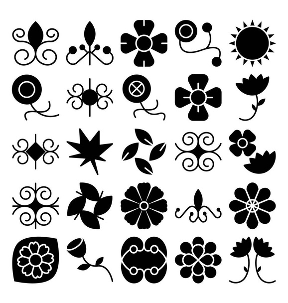 Florals e Flower Vector Icons Set que podem ser facilmente modificados ou editar
  - Vetor, Imagem