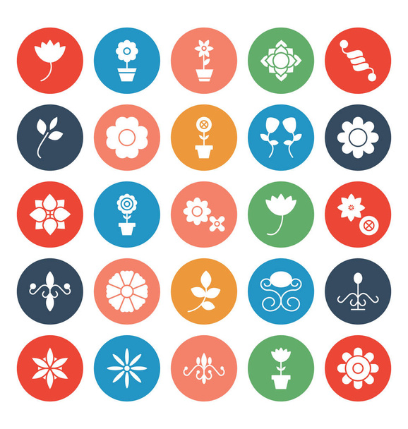 Florals and Flower Vector Icons Set that can be easily modified or edit  - Vektör, Görsel