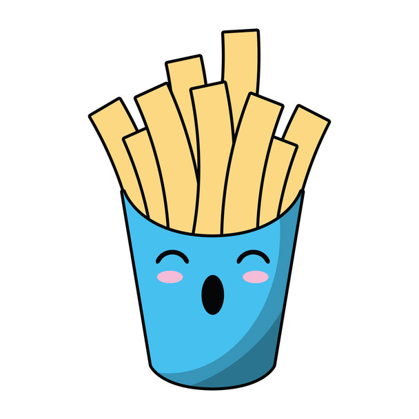 Caja de papas fritas kawaii dibujos animados
 - Vector, imagen