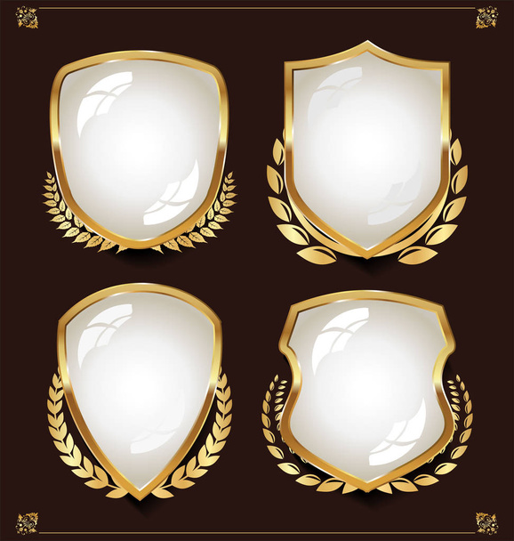 shield silver and gold collection - Vector, Imagen