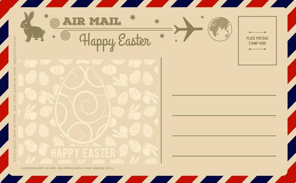 Vintage vrolijk Pasen briefkaart. Vectorillustratie - Vector, afbeelding