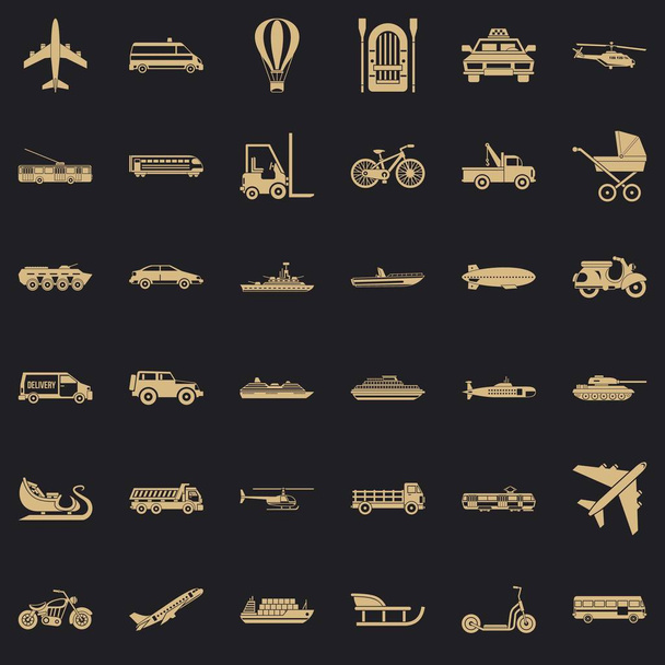 Conjunto de iconos de transporte en movimiento, estilo simple
 - Vector, Imagen