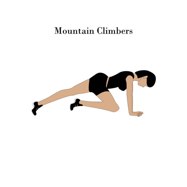 Mountain Climbers exercise workout - Vector, Image
