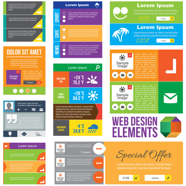 Flat Web Design elements - Wektor, obraz