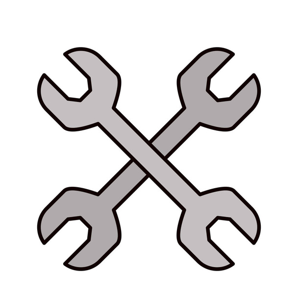 klucz ikona kolor metalicznej para narzędzie sylwetka szkic - Wektor, obraz