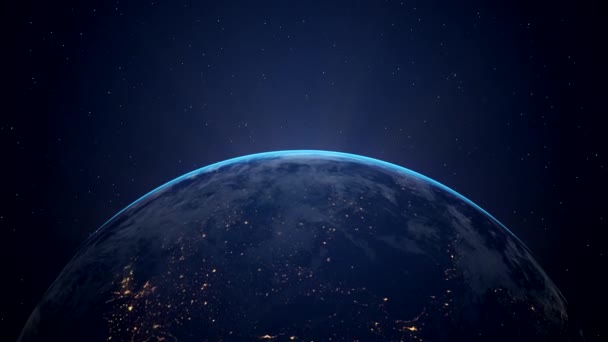 Videoanimação do planeta Terra - voar pelo espaço - nascer do sol
 - Filmagem, Vídeo